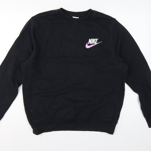 Nike Men Black M Pullover Crew Neck Embroidered Logo Sweatshirt