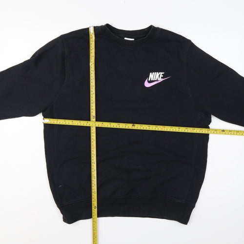 Nike Men Black M Pullover Crew Neck Embroidered Logo Sweatshirt
