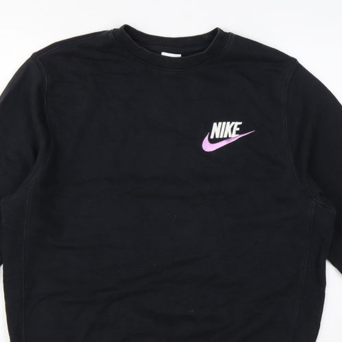 Nike Men Black M Pullover Crew Neck Embroidered Logo Sweatshirt