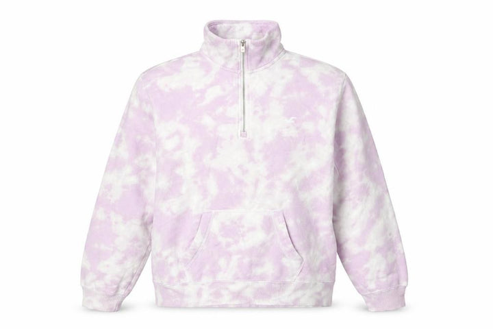 Hollister Women Pink Tie Dye S Quarter Zip Sweatshirt Kangaroo Pocket