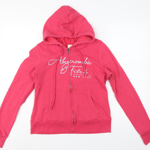 Abercrombie & Fitch Women’s Pink L Full Zip Logo Hoodie