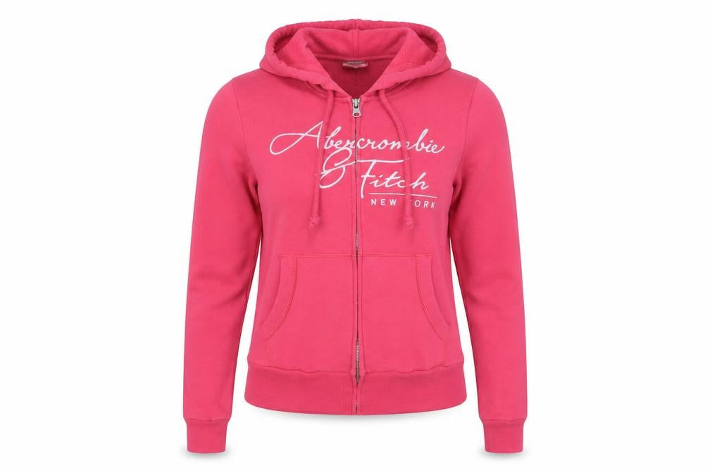 Abercrombie & Fitch Women’s Pink L Full Zip Logo Hoodie