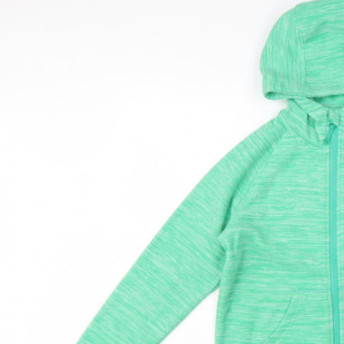 Mountain Warehouse Girls Green 11-12 Years Hooded Full Zip Fleece Jacket