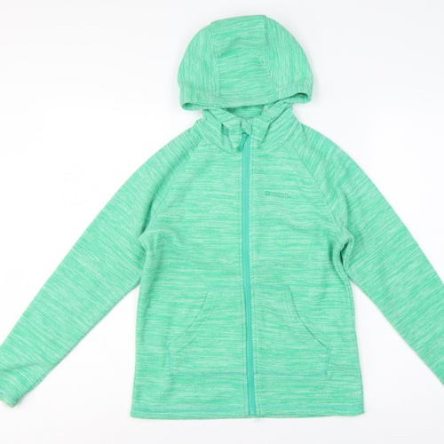 Mountain Warehouse Girls Green 11-12 Years Hooded Full Zip Fleece Jacket