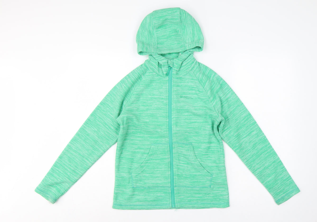 Mountain Warehouse Girls Green 11-12 Years Hooded Full Zip Fleece Jacket