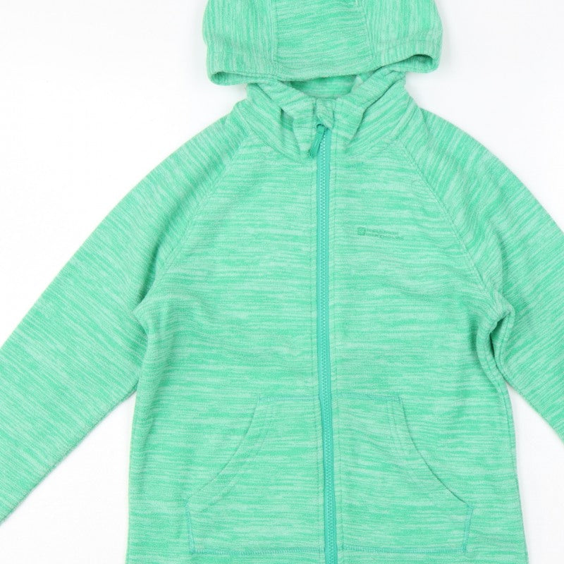 Mountain Warehouse Girls Green 11-12 Years Hooded Full Zip Fleece Jacket