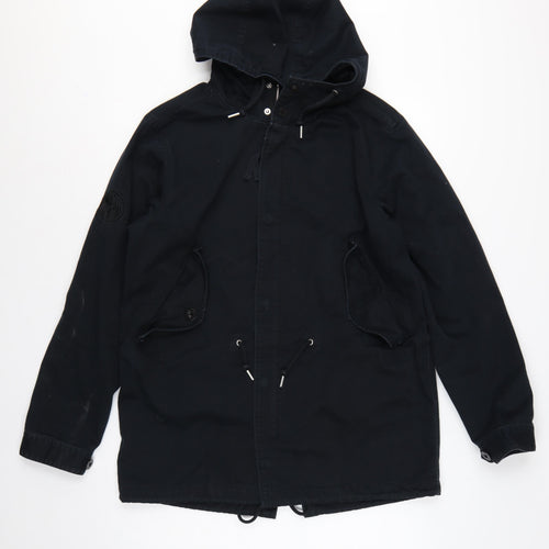 Pretty Green Men’s Black M Hooded Cotton Parka Jacket Logo