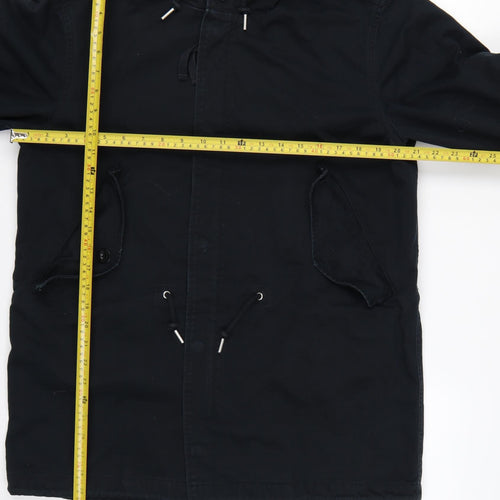 Pretty Green Men’s Black M Hooded Cotton Parka Jacket Logo