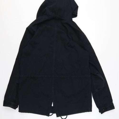 Pretty Green Men’s Black M Hooded Cotton Parka Jacket Logo