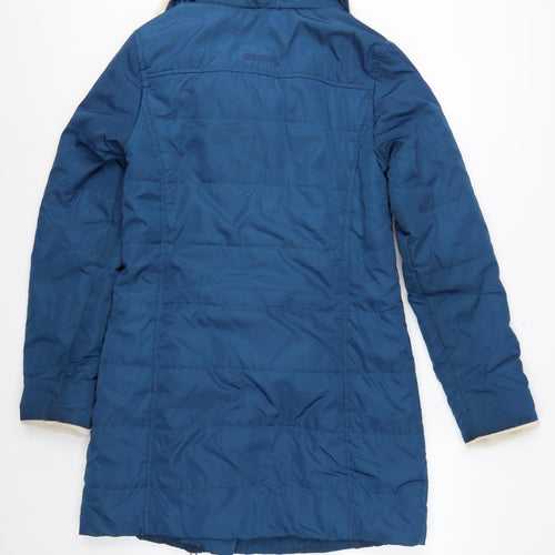 Regatta Women Blue UK 12 Long Quilted Puffer Coat Faux Fur Collar