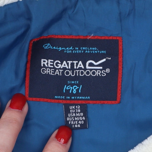 Regatta Women Blue UK 12 Long Quilted Puffer Coat Faux Fur Collar
