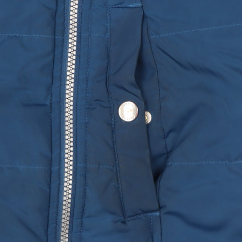 Regatta Women Blue UK 12 Long Quilted Puffer Coat Faux Fur Collar