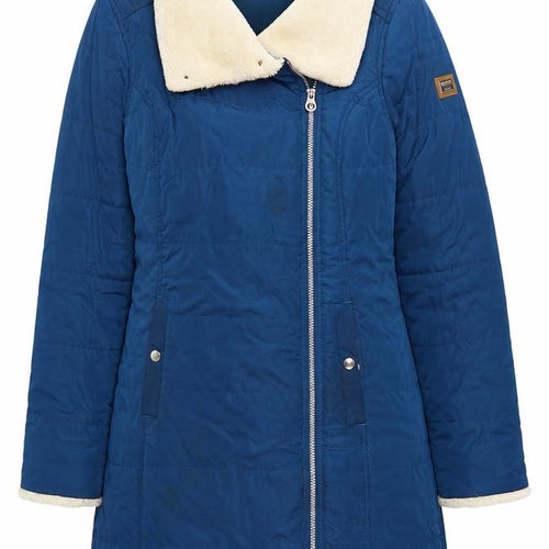Regatta Women Blue UK 12 Long Quilted Puffer Coat Faux Fur Collar