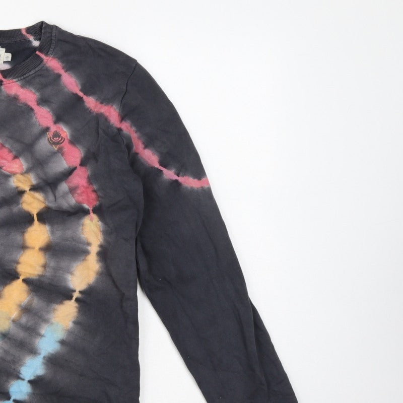 Saltrock Men’s Black Multicoloured Tie Dye Pullover Sweatshirt Size S
