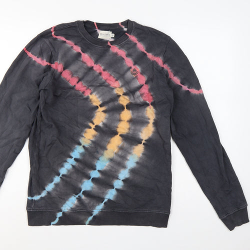 Saltrock Men’s Black Multicoloured Tie Dye Pullover Sweatshirt Size S