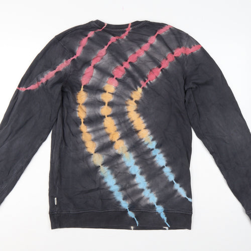 Saltrock Men’s Black Multicoloured Tie Dye Pullover Sweatshirt Size S