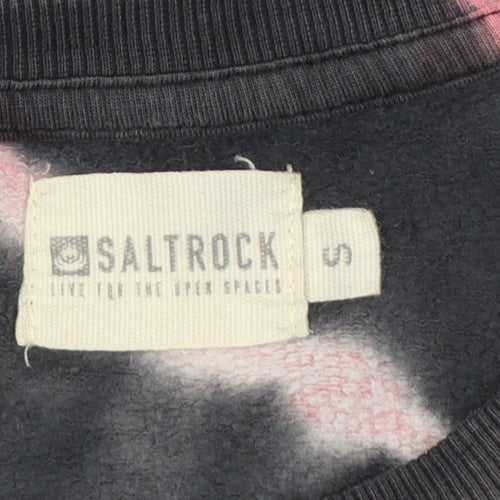 Saltrock Men’s Black Multicoloured Tie Dye Pullover Sweatshirt Size S