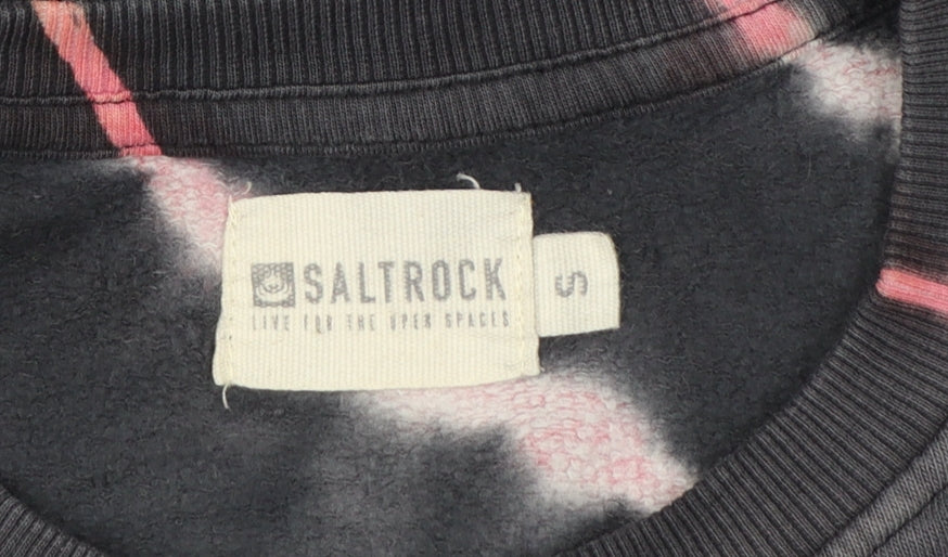 Saltrock Men’s Black Multicoloured Tie Dye Pullover Sweatshirt Size S