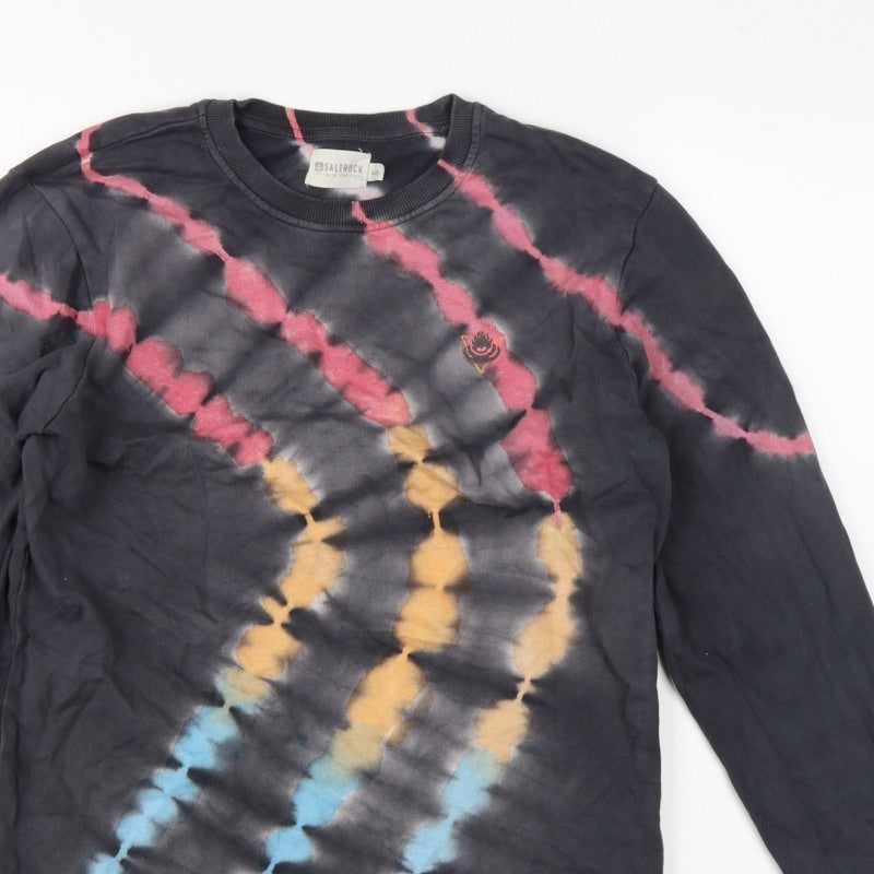 Saltrock Men’s Black Multicoloured Tie Dye Pullover Sweatshirt Size S