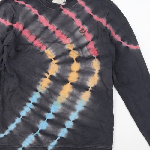 Saltrock Men’s Black Multicoloured Tie Dye Pullover Sweatshirt Size S