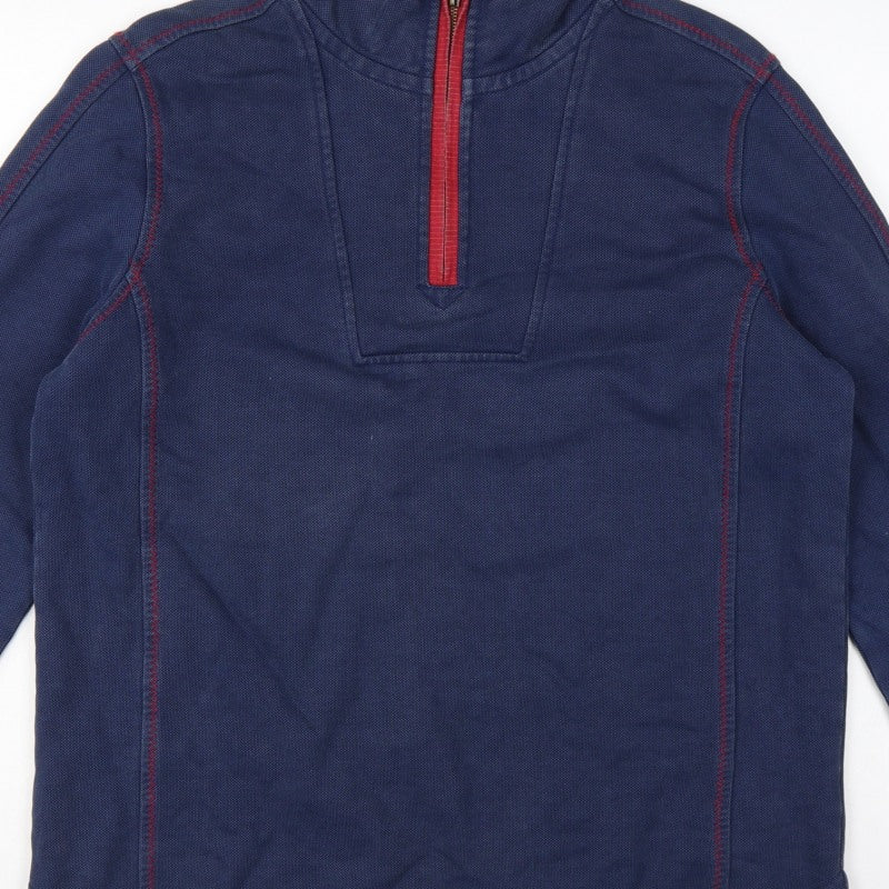 Fat Face Men’s Navy M 1/4 Zip High Neck Cotton Sweatshirt
