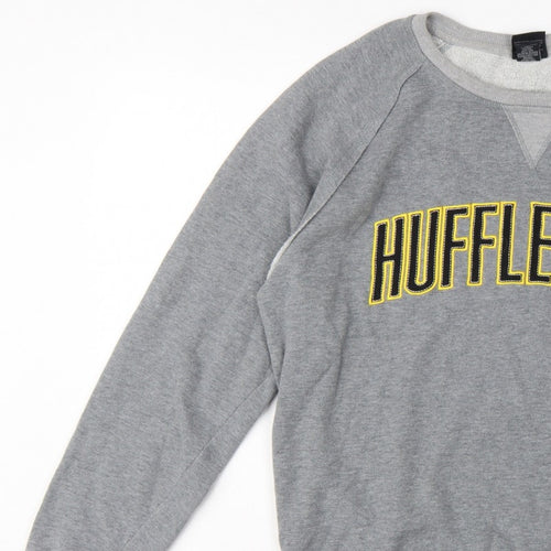 Harry Potter Unisex Grey L Hufflepuff Graphic Pullover Sweatshirt