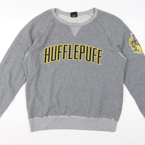 Harry Potter Unisex Grey L Hufflepuff Graphic Pullover Sweatshirt
