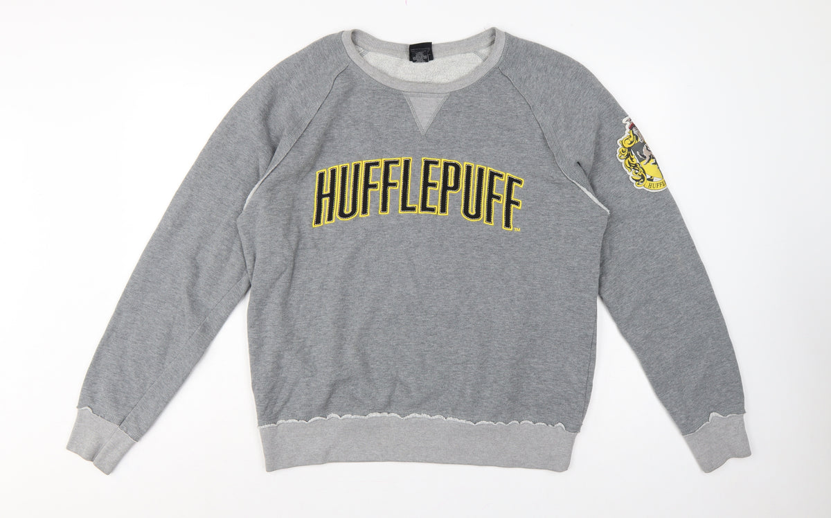 Harry Potter Unisex Grey L Hufflepuff Graphic Pullover Sweatshirt