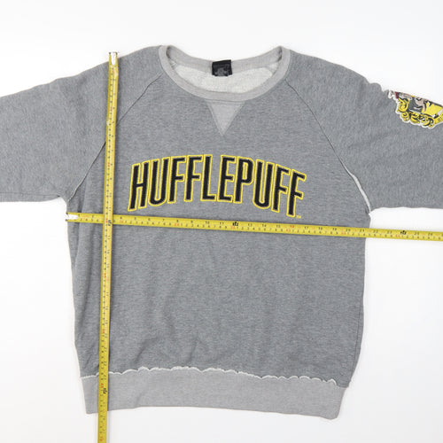 Harry Potter Unisex Grey L Hufflepuff Graphic Pullover Sweatshirt