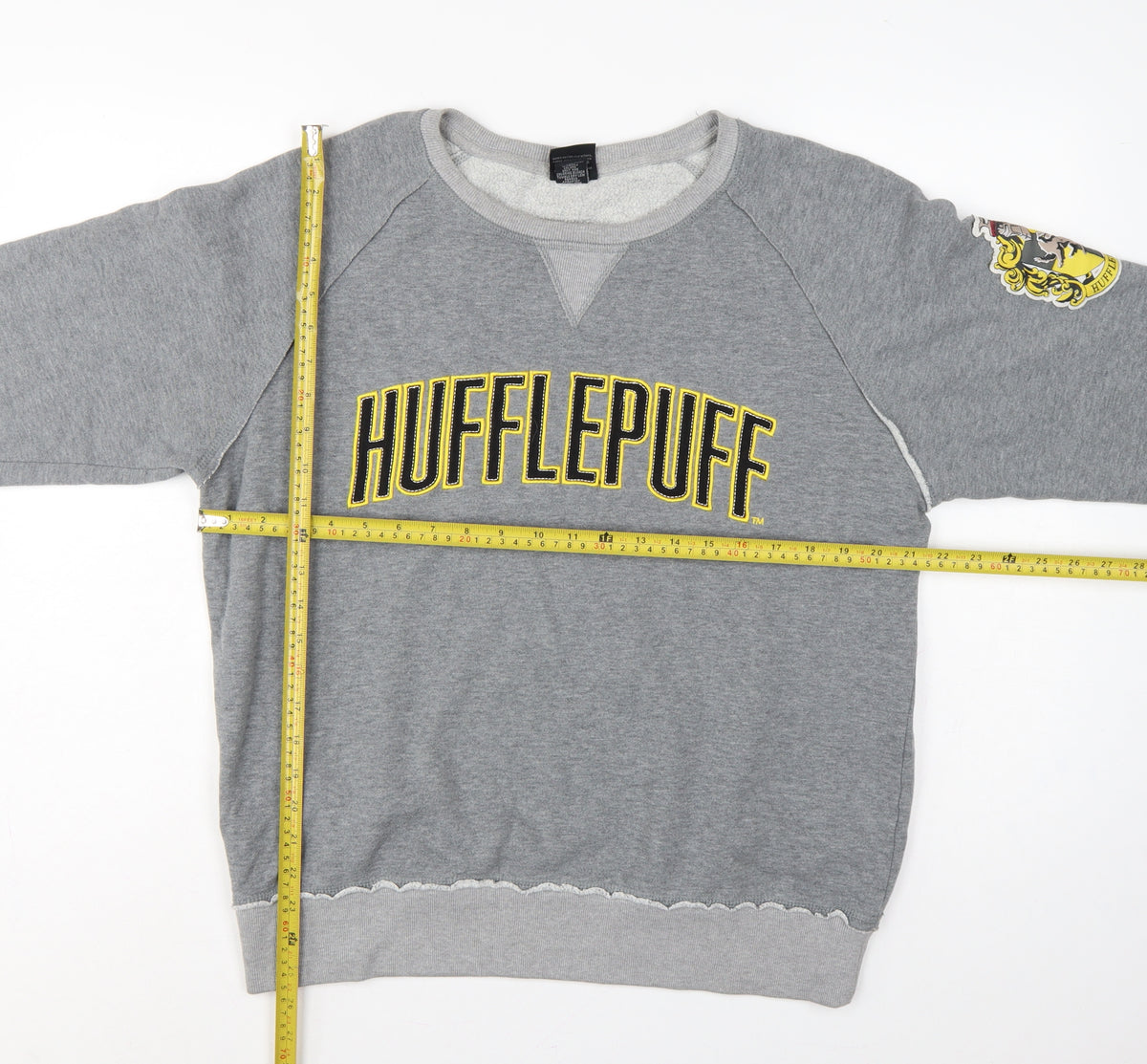 Harry Potter Unisex Grey L Hufflepuff Graphic Pullover Sweatshirt