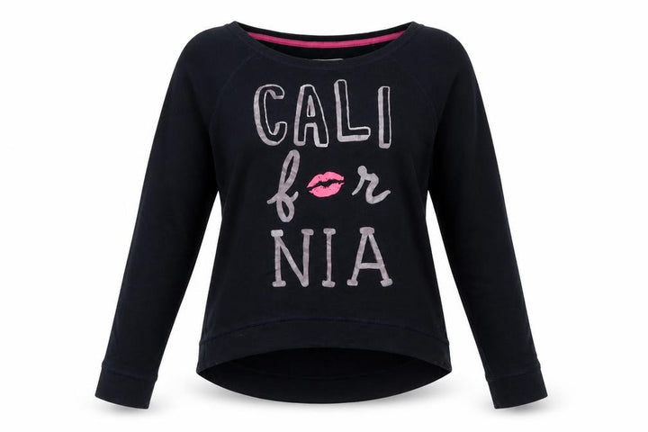 Hollister Women’s Black L Cali For Nia Graphic Fleece Pullover Sweatshirt