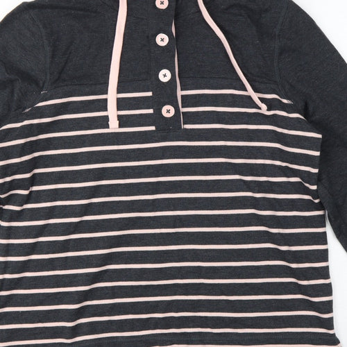 BHS Women’s Grey Pink Striped Button Neck Sweatshirt UK 16