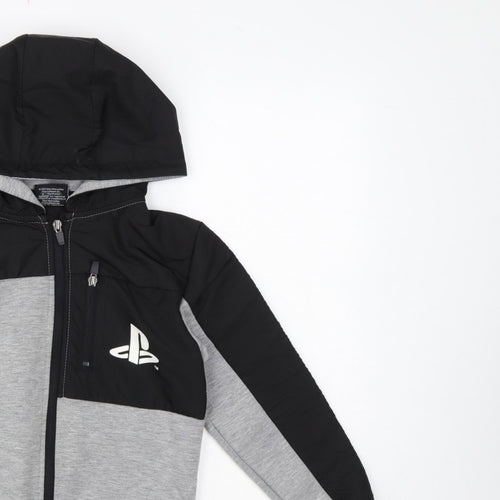 Primark Boys 8-9 Years Grey Black PlayStation Full Zip Hoodie