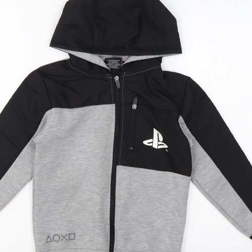 Primark Boys 8-9 Years Grey Black PlayStation Full Zip Hoodie