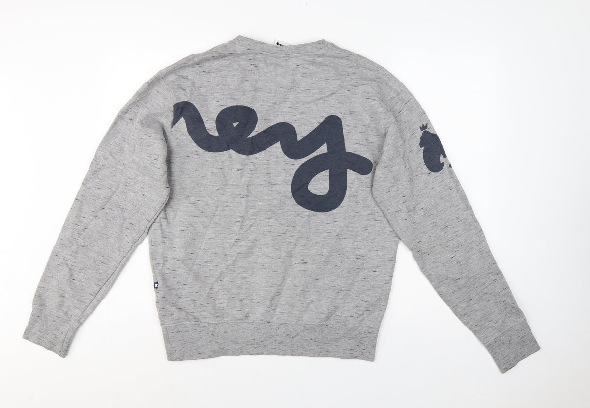 Money Men's Grey M Graphic Logo Crew Neck Pullover Sweatshirt