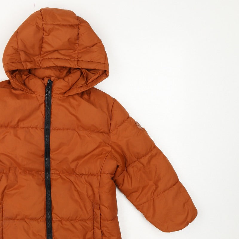 MNG Girls Orange 5-6 Years Hooded Quilted Puffer Coat Zip Pockets