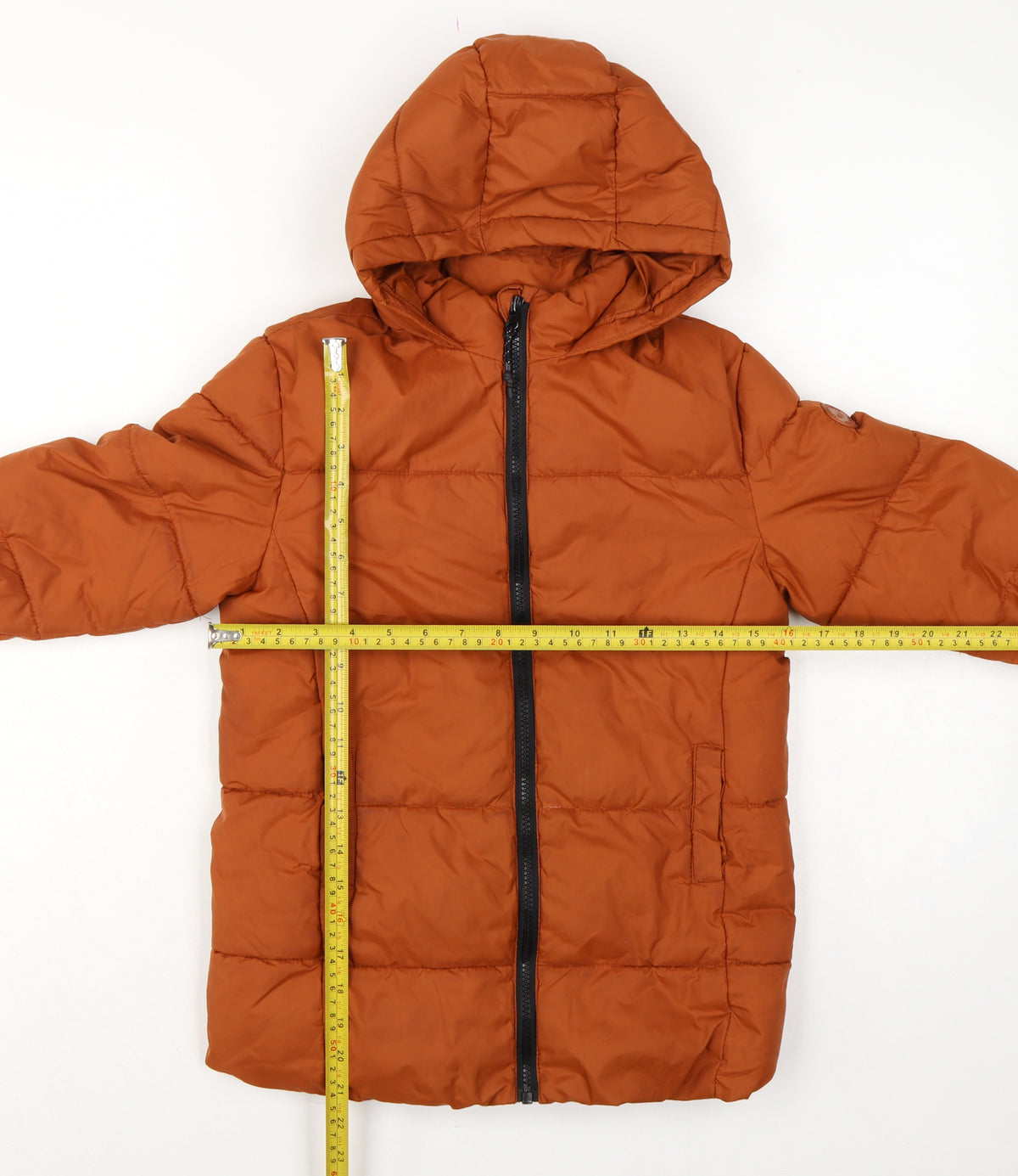 MNG Girls Orange 5-6 Years Hooded Quilted Puffer Coat Zip Pockets