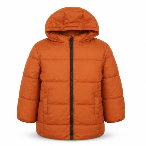 MNG Girls Orange 5-6 Years Hooded Quilted Puffer Coat Zip Pockets