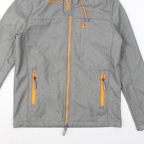 Superdry Men Grey M Windtrekker Hooded Softshell Windbreaker Jacket