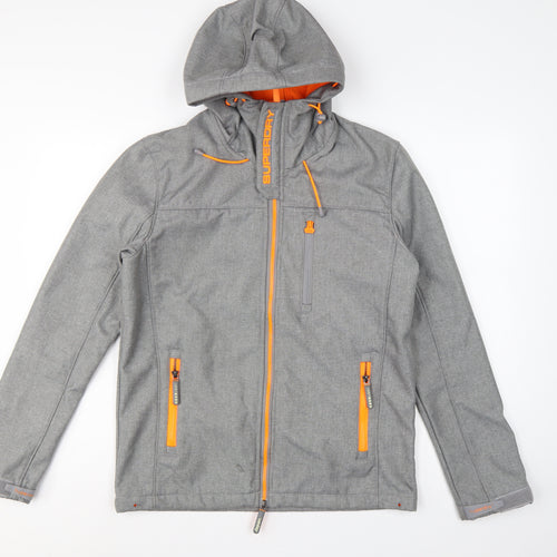 Superdry Men Grey M Windtrekker Hooded Softshell Windbreaker Jacket