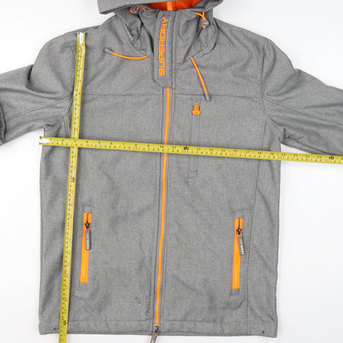 Superdry Men Grey M Windtrekker Hooded Softshell Windbreaker Jacket