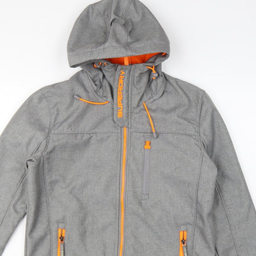 Superdry Men Grey M Windtrekker Hooded Softshell Windbreaker Jacket