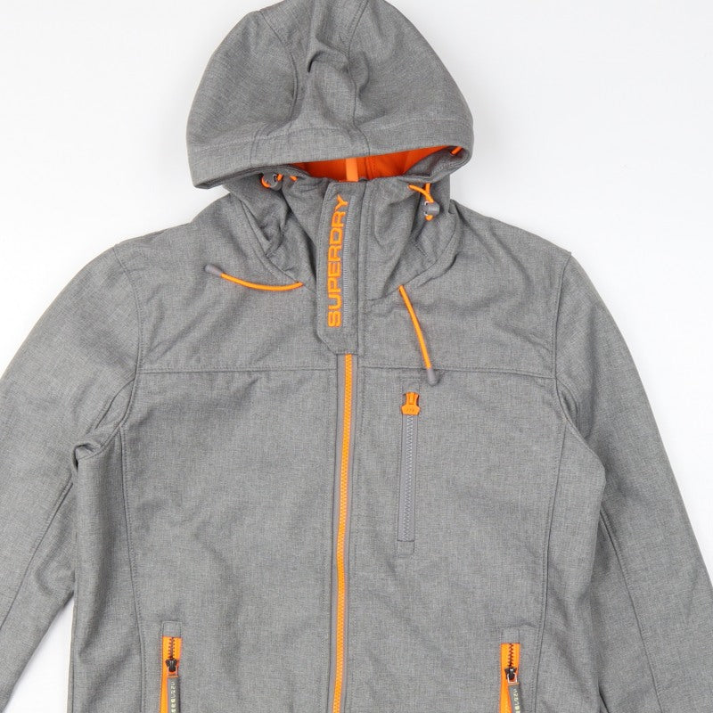 Superdry Men Grey M Windtrekker Hooded Softshell Windbreaker Jacket