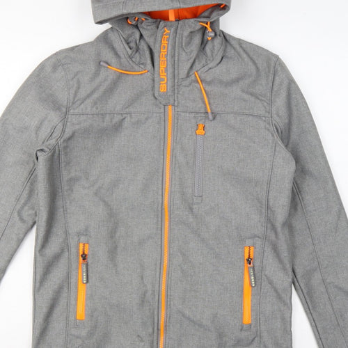 Superdry Men Grey M Windtrekker Hooded Softshell Windbreaker Jacket
