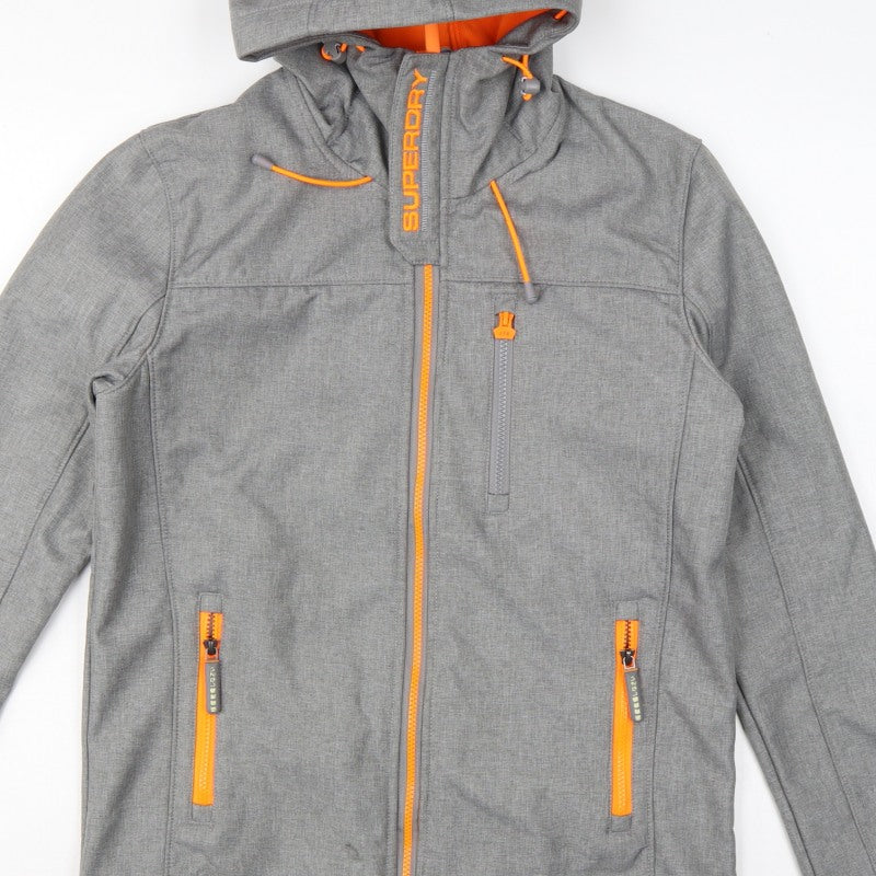 Superdry Men Grey M Windtrekker Hooded Softshell Windbreaker Jacket
