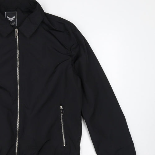 Brave Soul Men’s Black L Bomber Jacket Collared Full Zip