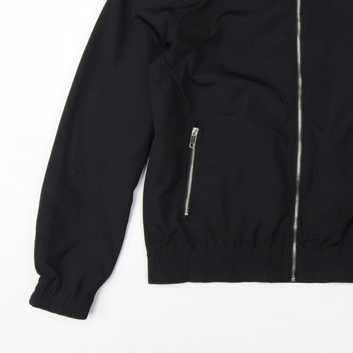 Brave Soul Men’s Black L Bomber Jacket Collared Full Zip