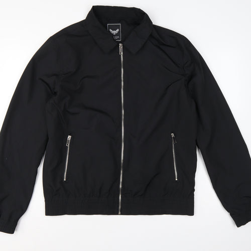 Brave Soul Men’s Black L Bomber Jacket Collared Full Zip