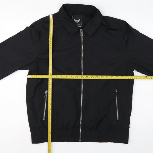 Brave Soul Men’s Black L Bomber Jacket Collared Full Zip