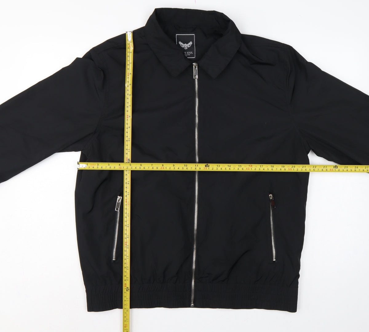Brave Soul Men’s Black L Bomber Jacket Collared Full Zip